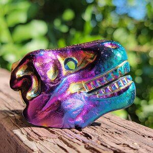 (#1) NEW 2.25" x 1.5" AURA COATED DINO HEAD